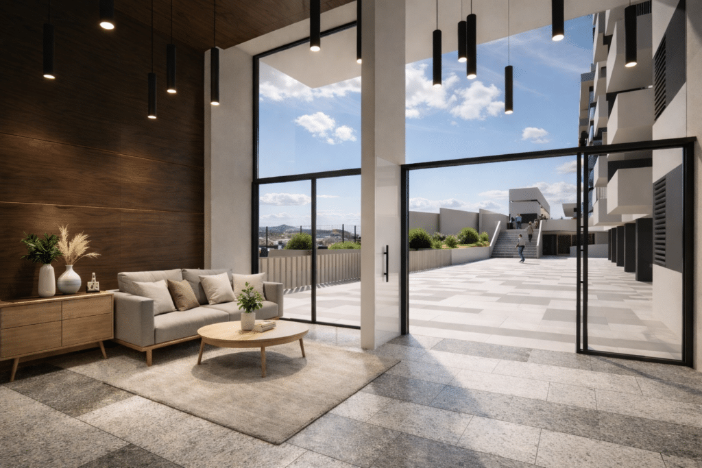 Hall de Acceso Condominio Mirador Cisternas
