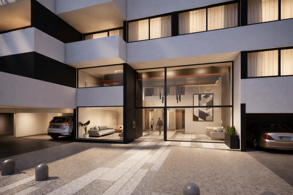Hall de Acceso Condominio Mirador Cisternas
