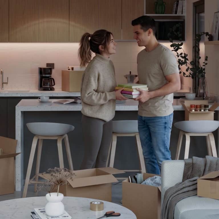 Pareja jóven nuevo hogar