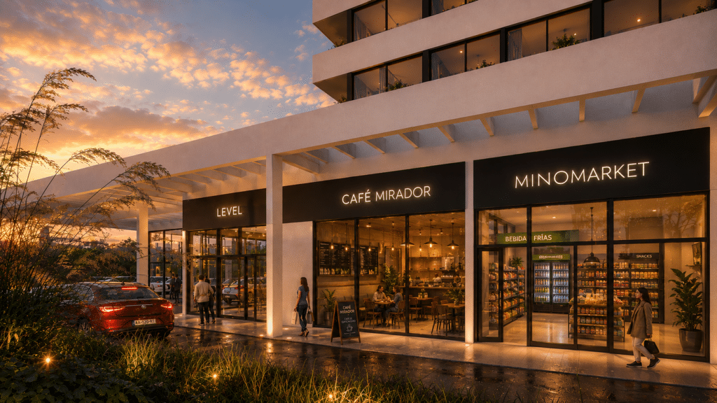 Locales comerciales integrados condominio Mirador Cisternas, La Serena